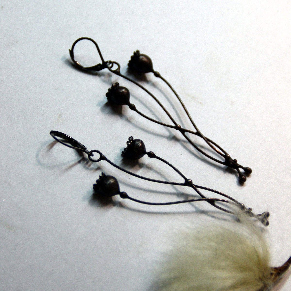 Black Poppy Seed Pod Earrings – Blackened Copper
