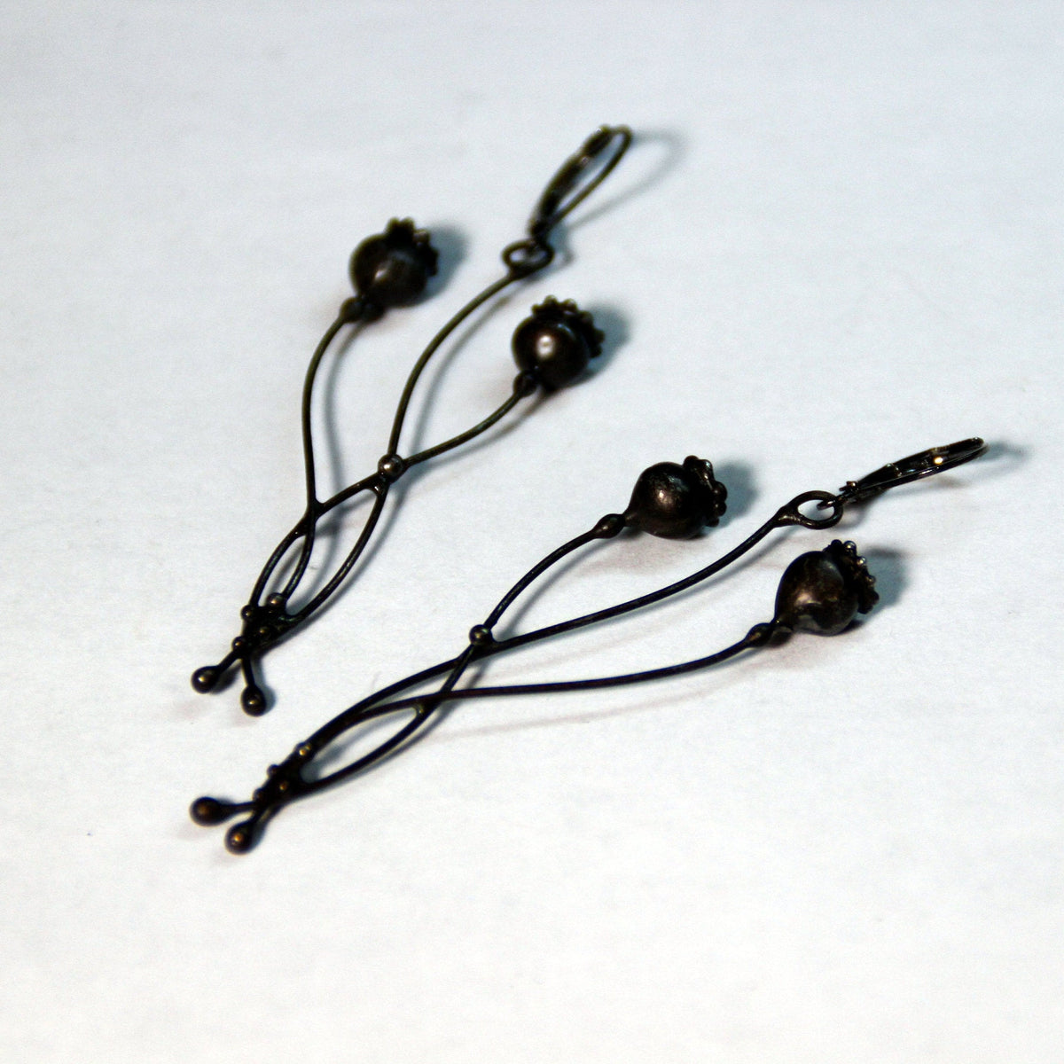 Black Poppy Seed Pod Earrings – Blackened Copper