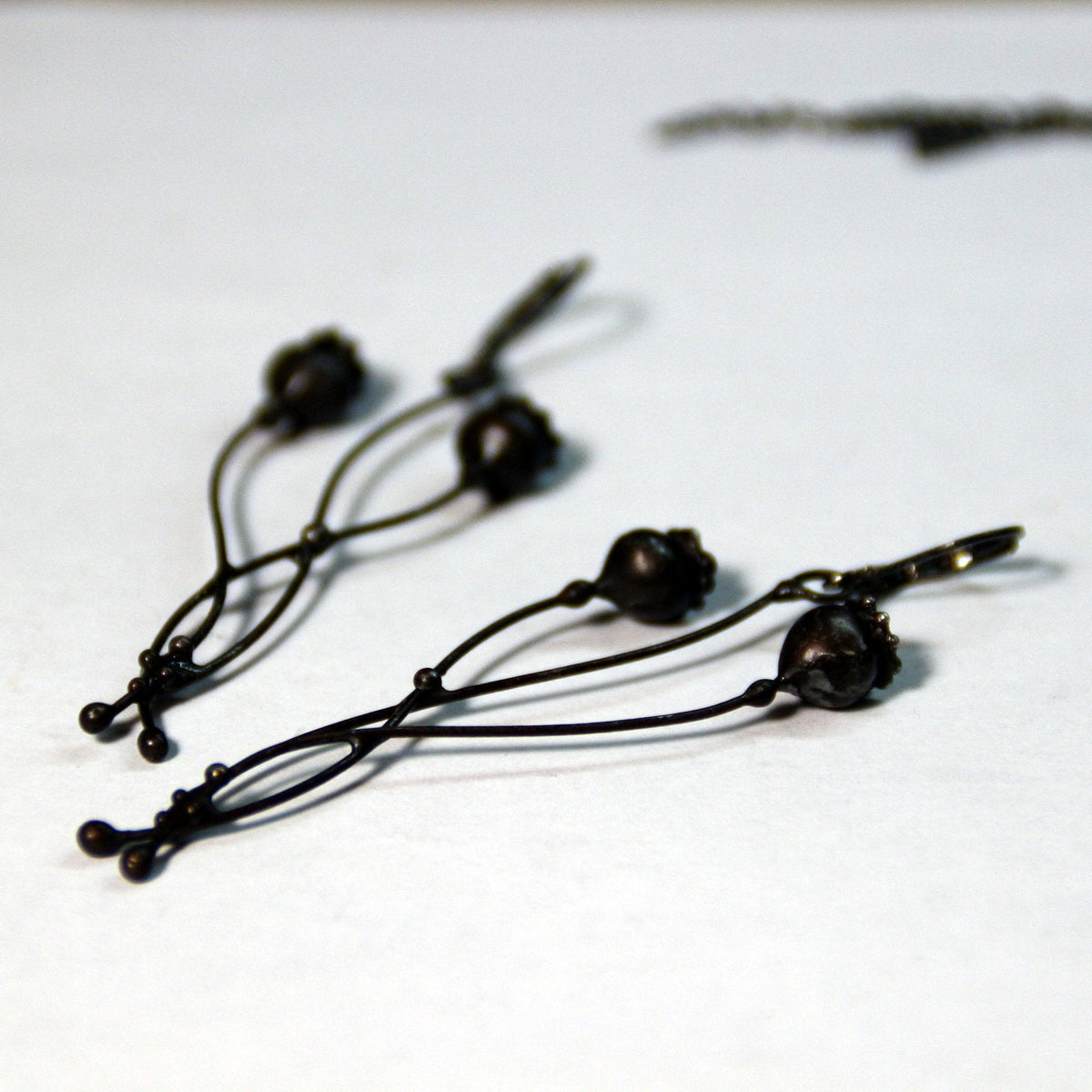 Black Poppy Seed Pod Earrings – Blackened Copper