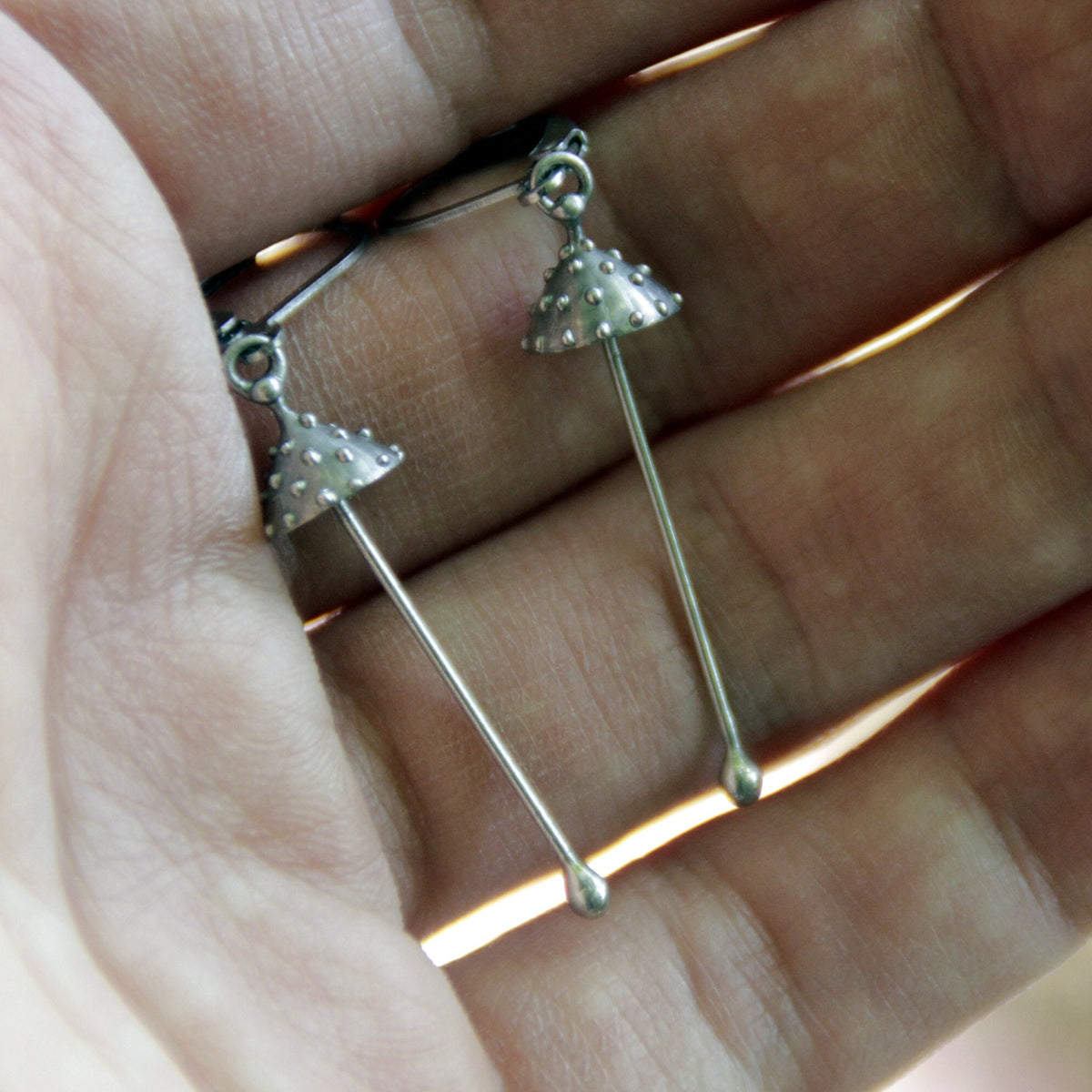 Silver Handcrafted Amanita Mushroom Earrings