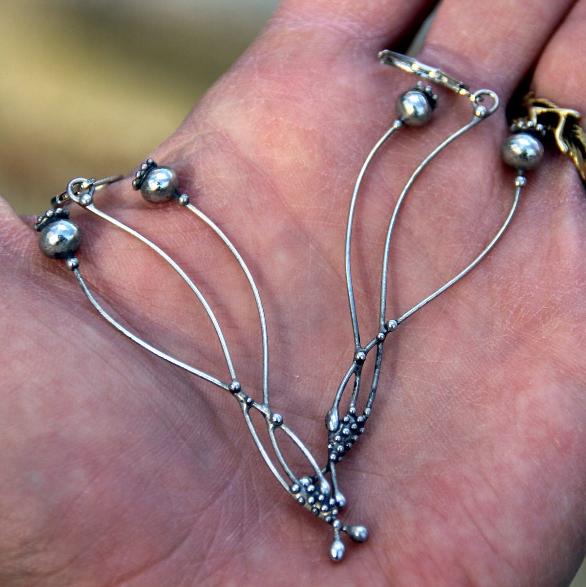Silver Tone Poppy Seed Pod Earrings
