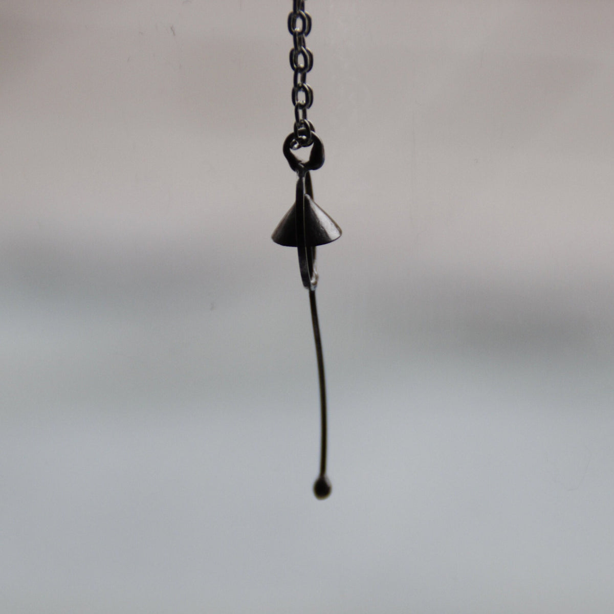 Silver Tone Mushroom Pendant Necklace – Copper & Pewter Minimal Forest