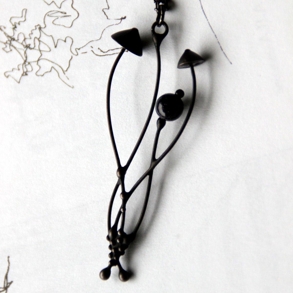 Black Aventurine Mushroom Necklace – Blackened Copper