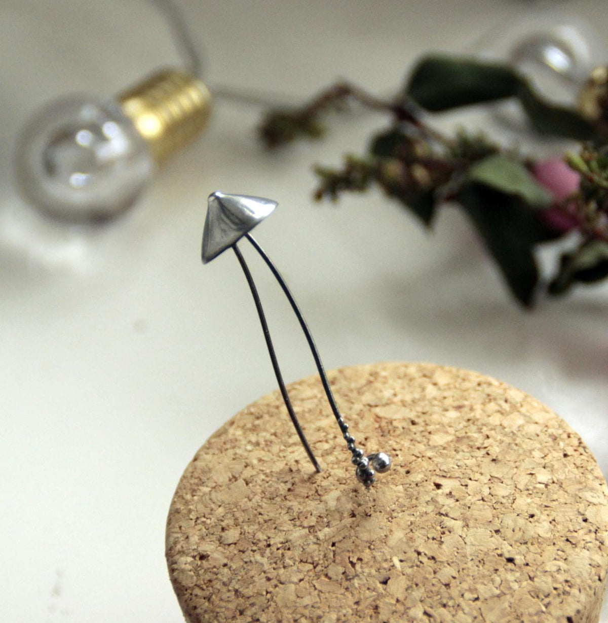 Silver Tone Mushroom Brooch