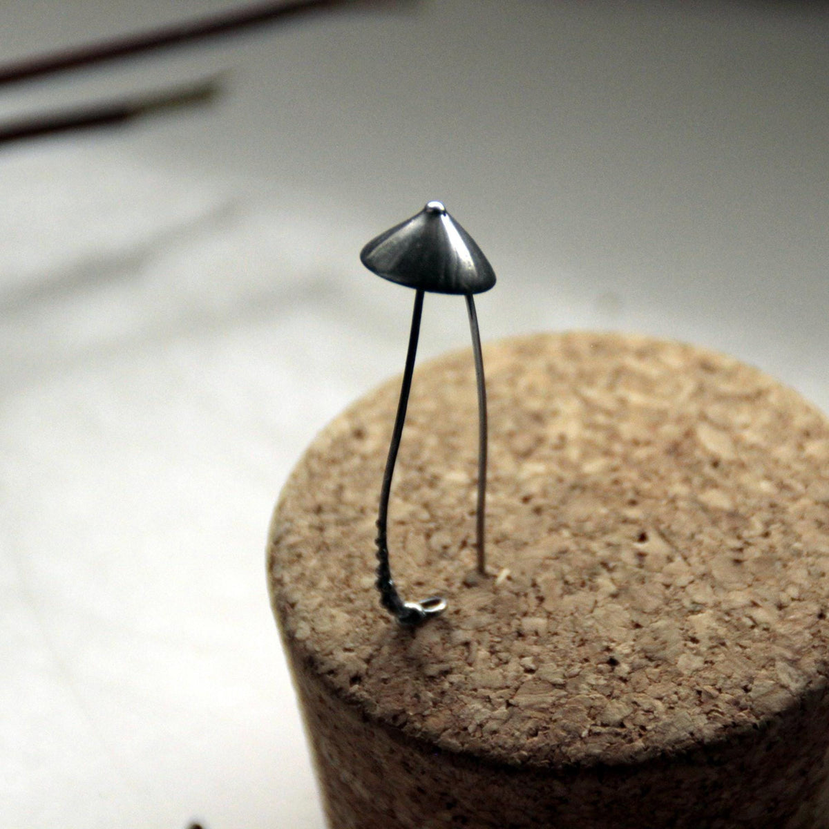 Silver Tone Mushroom Brooch