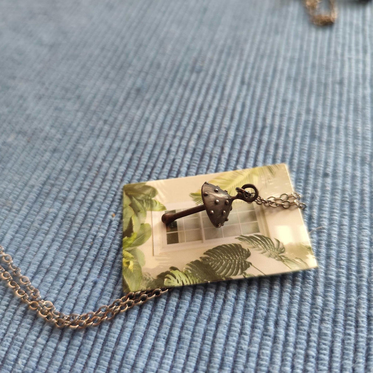 Black Amanita Mushroom Pendant Necklace – Blackened Copper