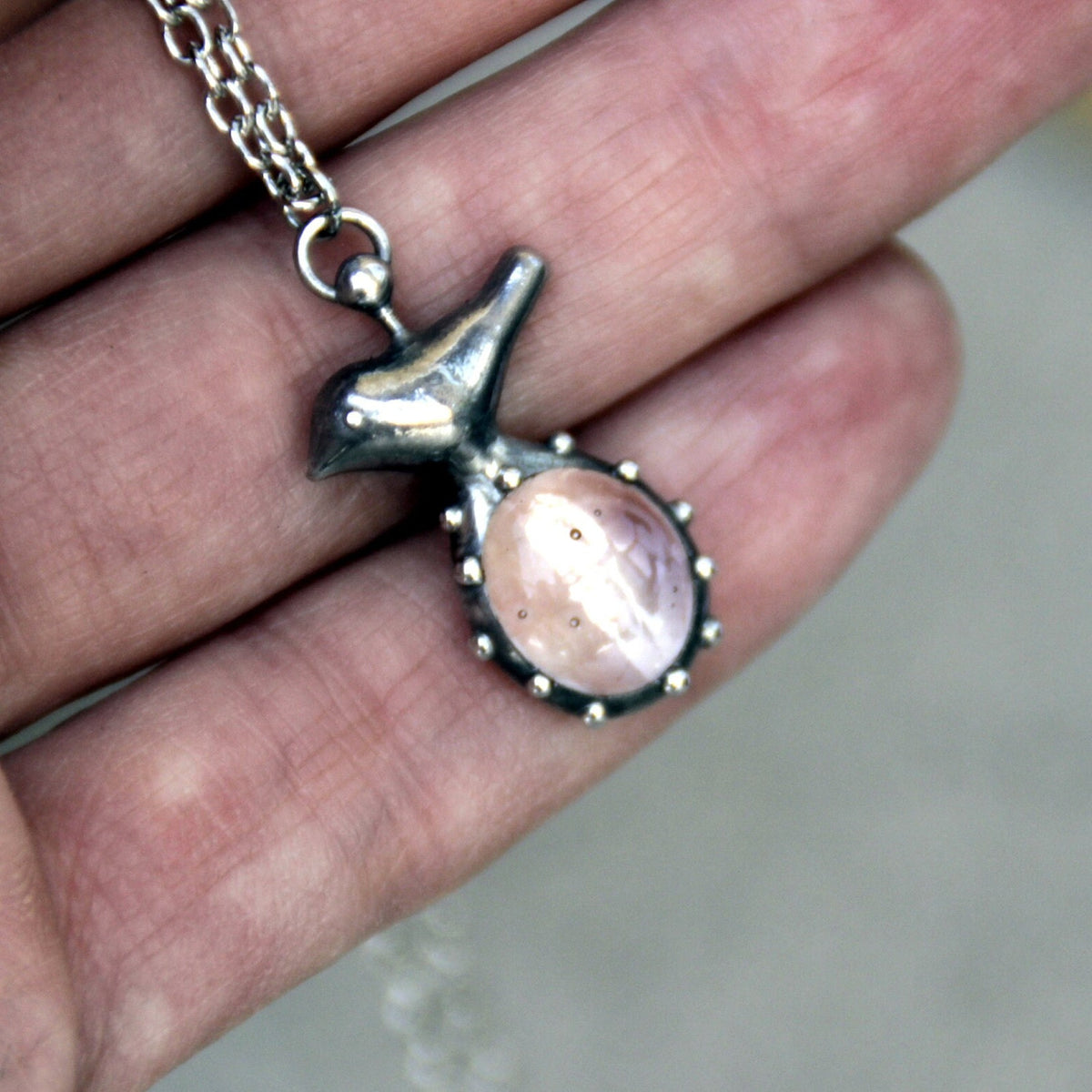 Clear Glass Bird Necklace – Silver Tone