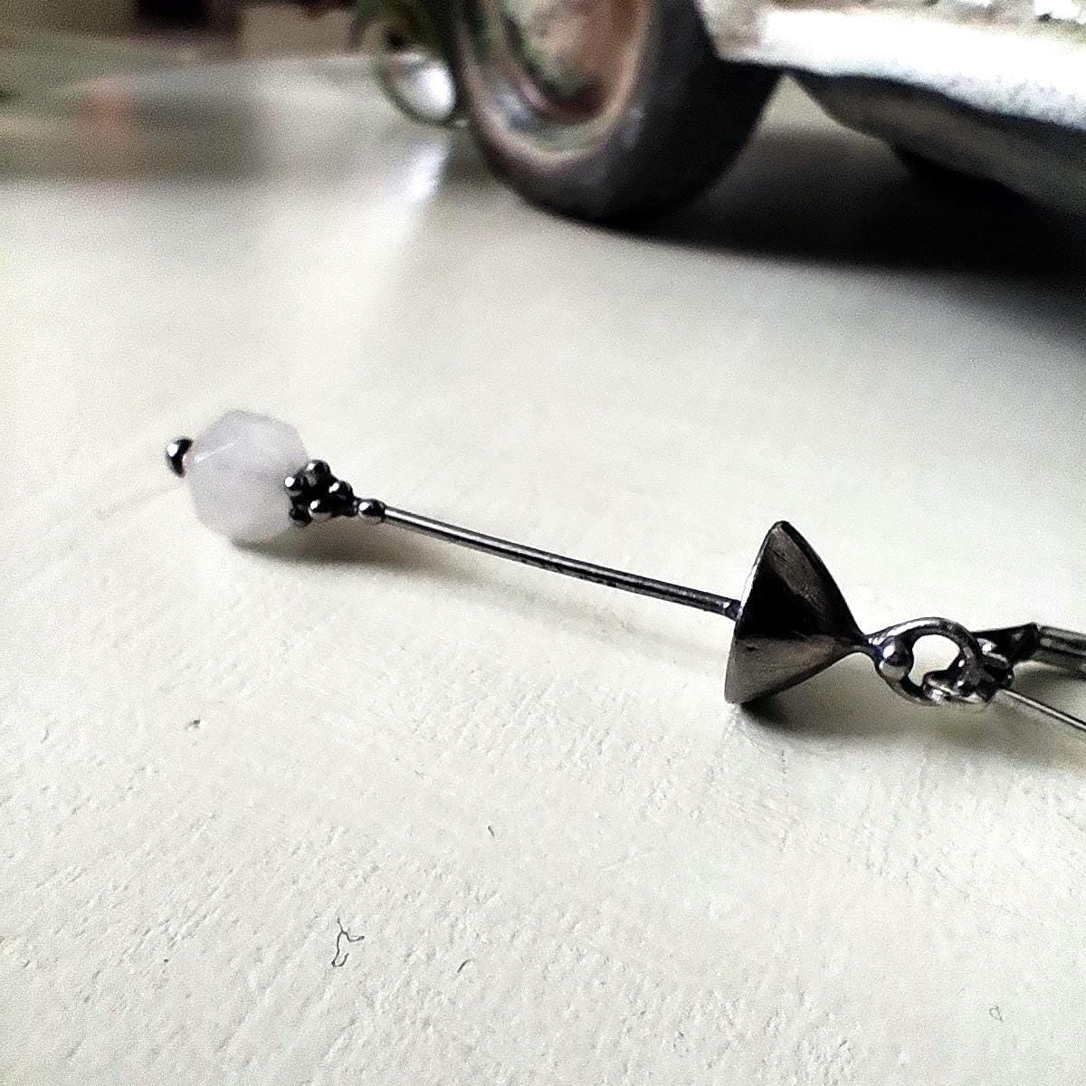 Rose Quartz Mushroom Single Earring – Silver Tone