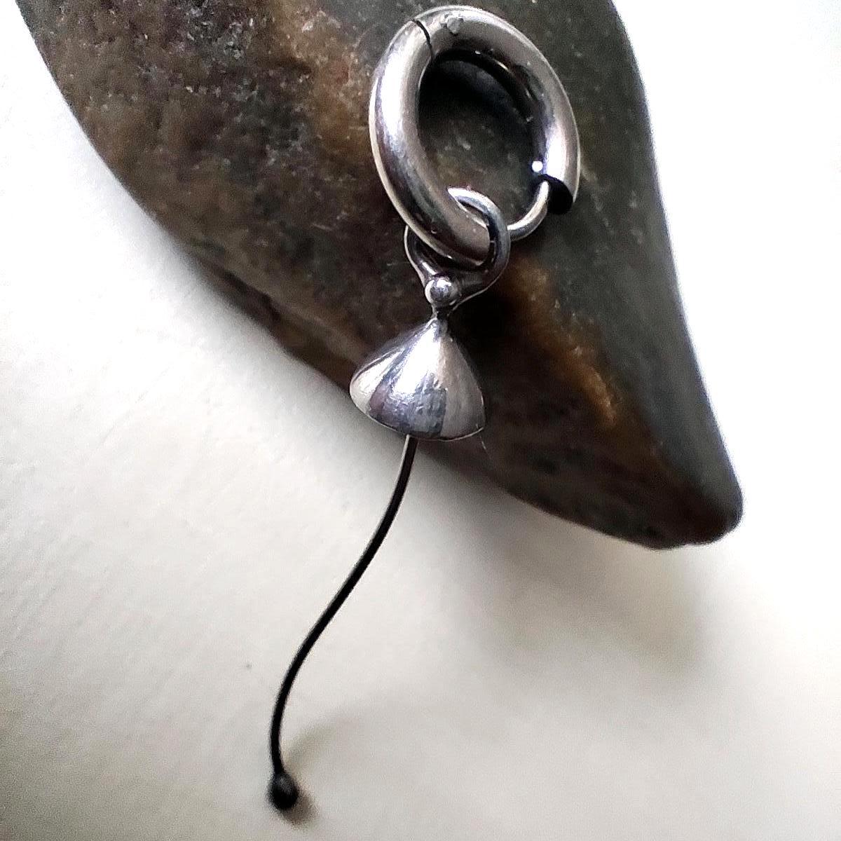 Silver Tone Mushroom Single Earring – Copper & Pewter Mycology