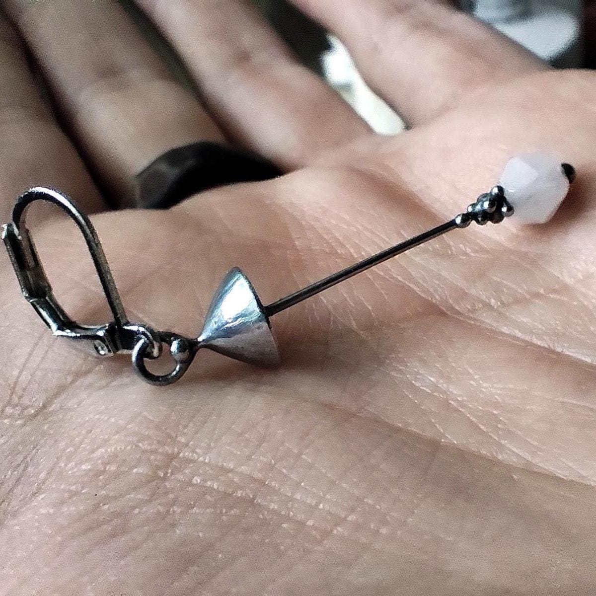 Rose Quartz Mushroom Single Earring – Silver Tone