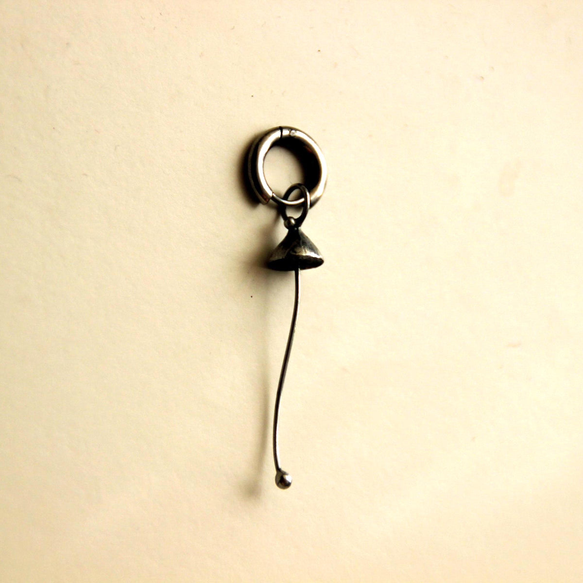 Silver Tone Mushroom Single Earring – Copper & Pewter Mycology