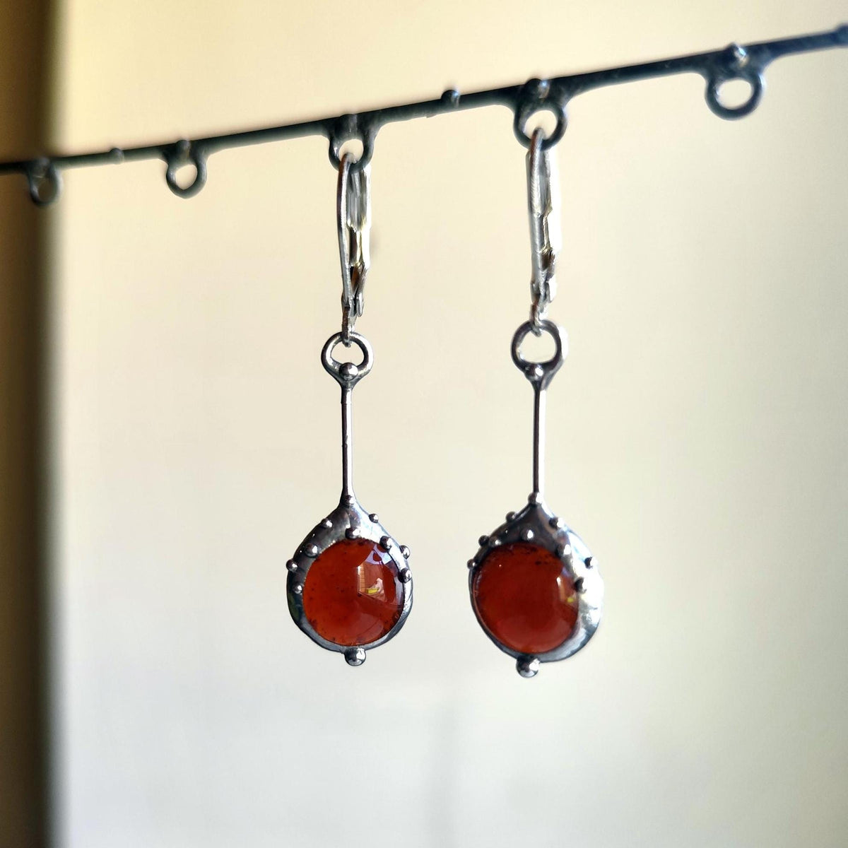 Brown Stained Glass Earrings