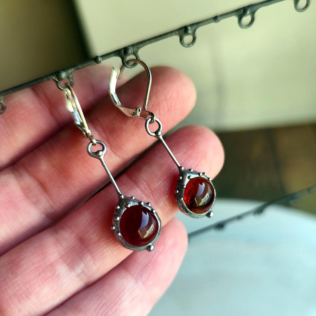 Brown Stained Glass Earrings