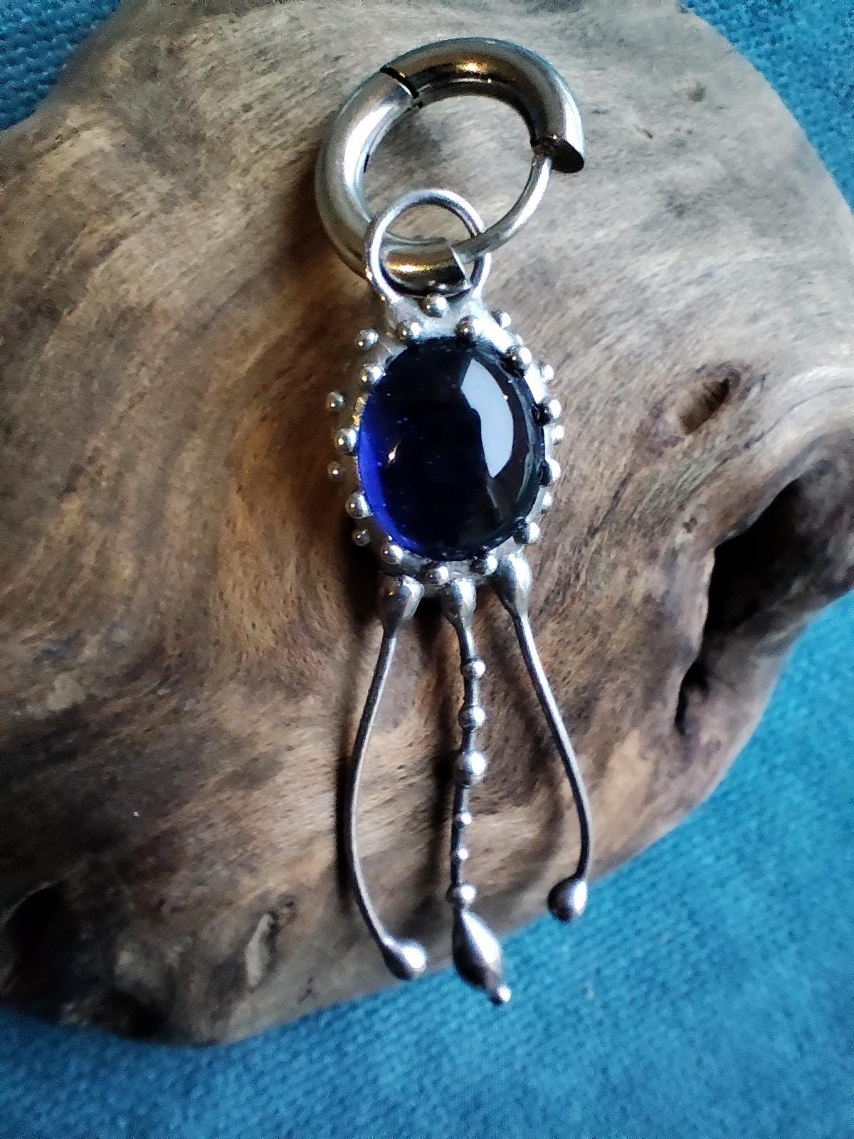 Blue Glass Jellyfish Single Earring – Silver Tone