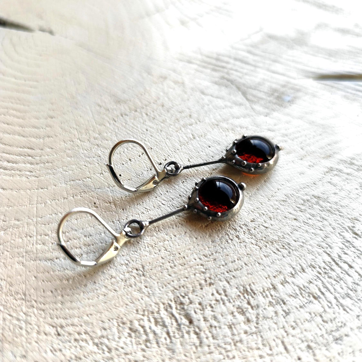 Brown Stained Glass Earrings