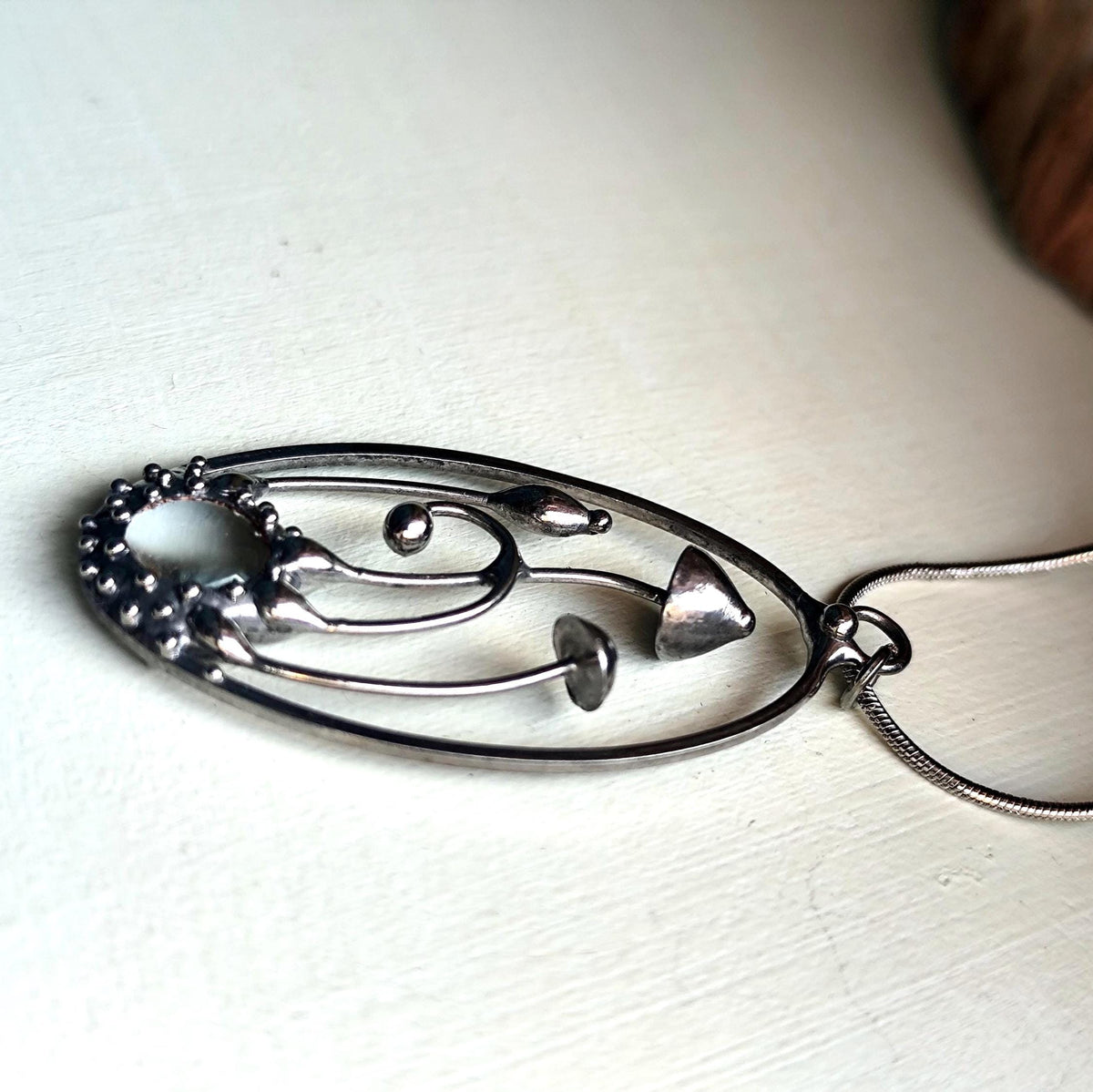 Clear Glass Mushroom Pendant Necklace – Blackened Copper