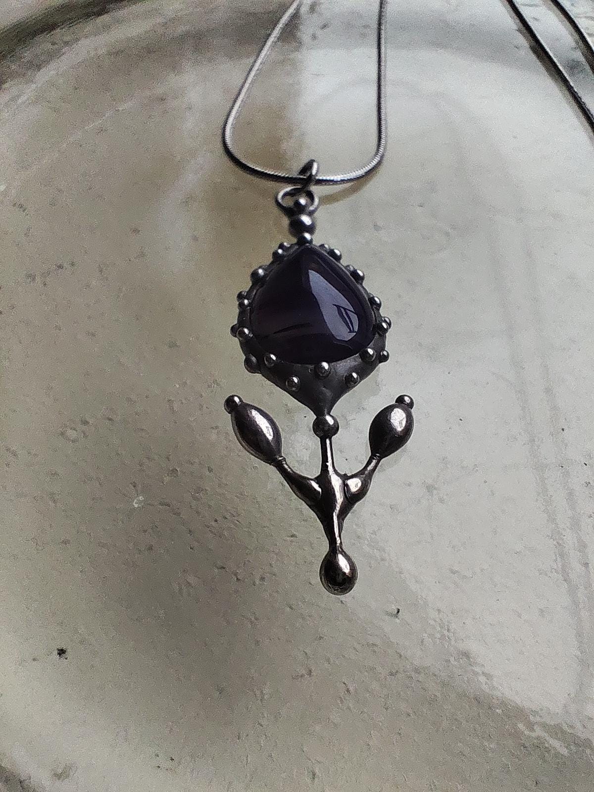 Silver Tone Flower Pendant Necklace