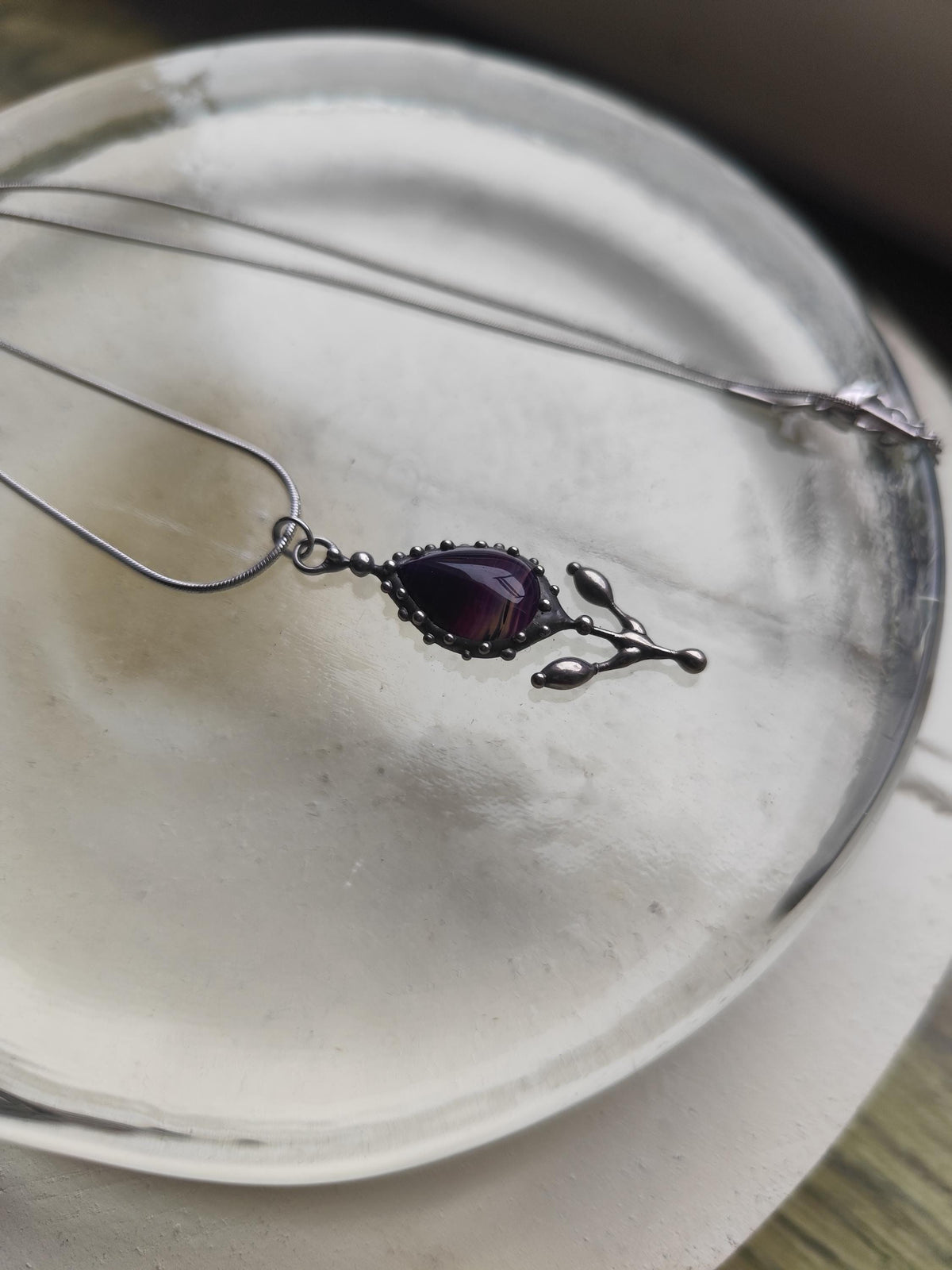 Silver Tone Flower Pendant Necklace