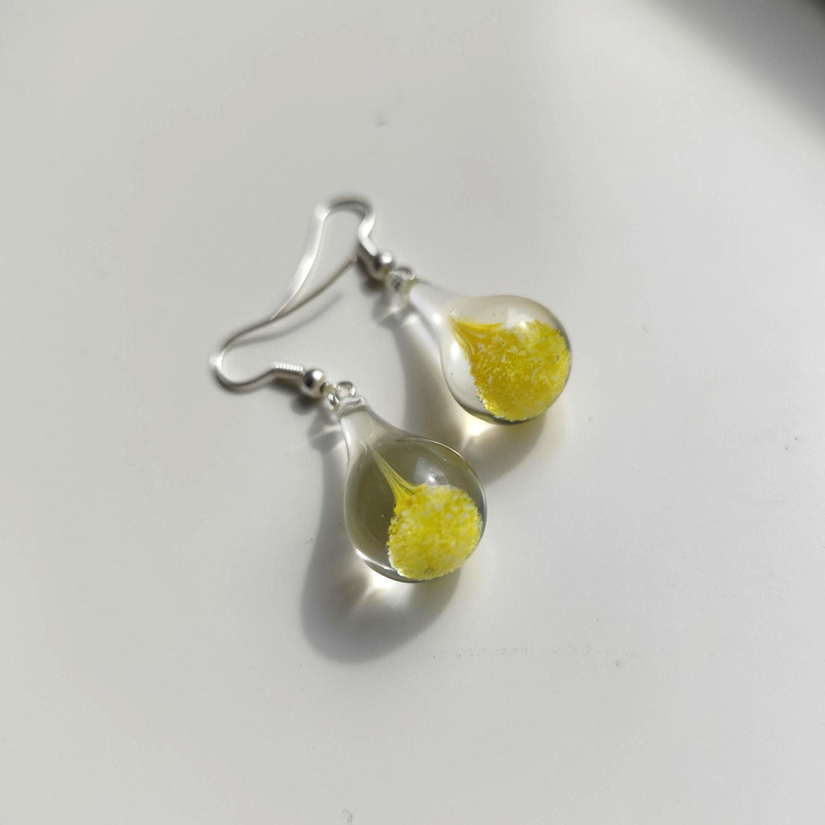 Yellow and Clear Glass Drop Earrings