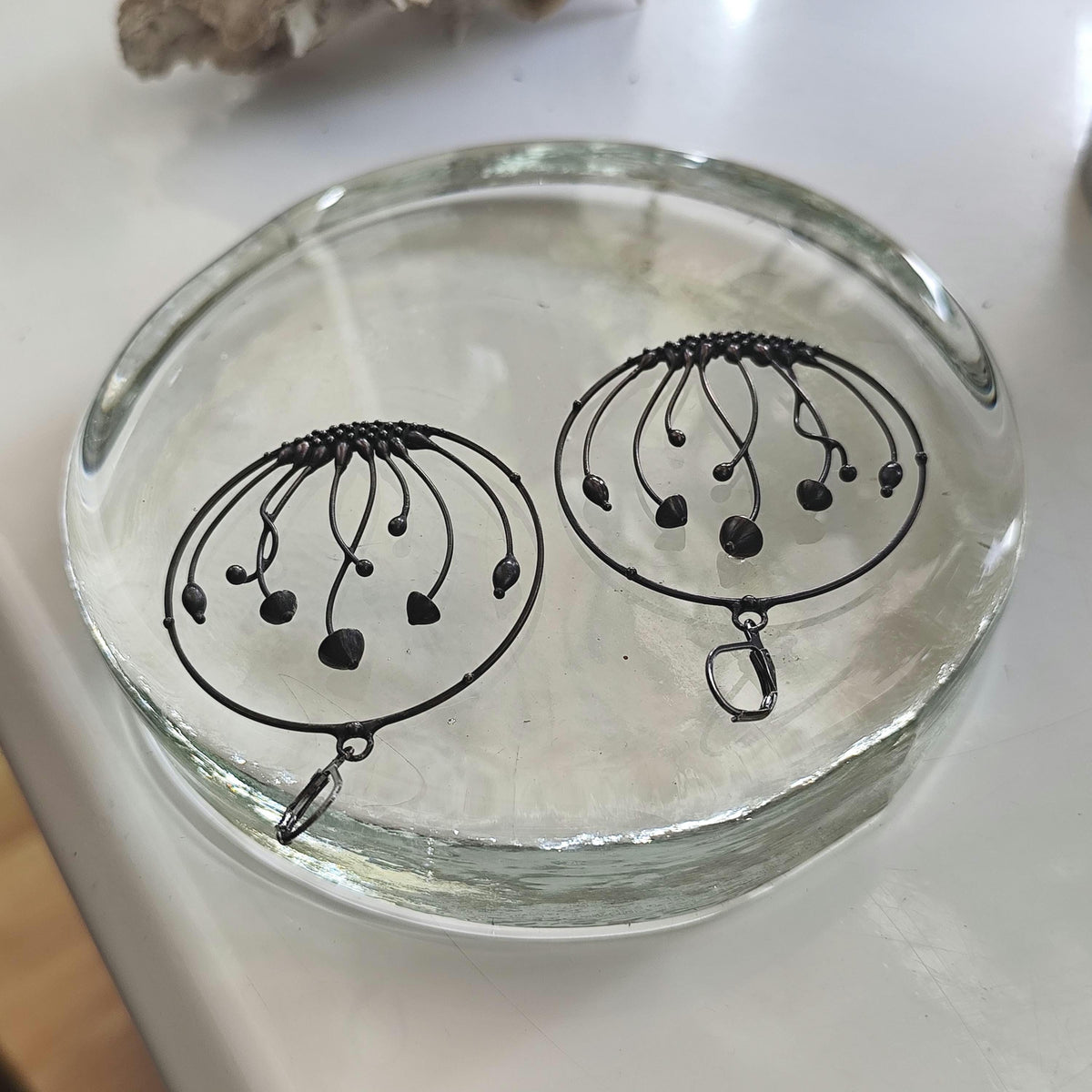 Large Mushroom Hoop Earrings – Copper & Pewter
