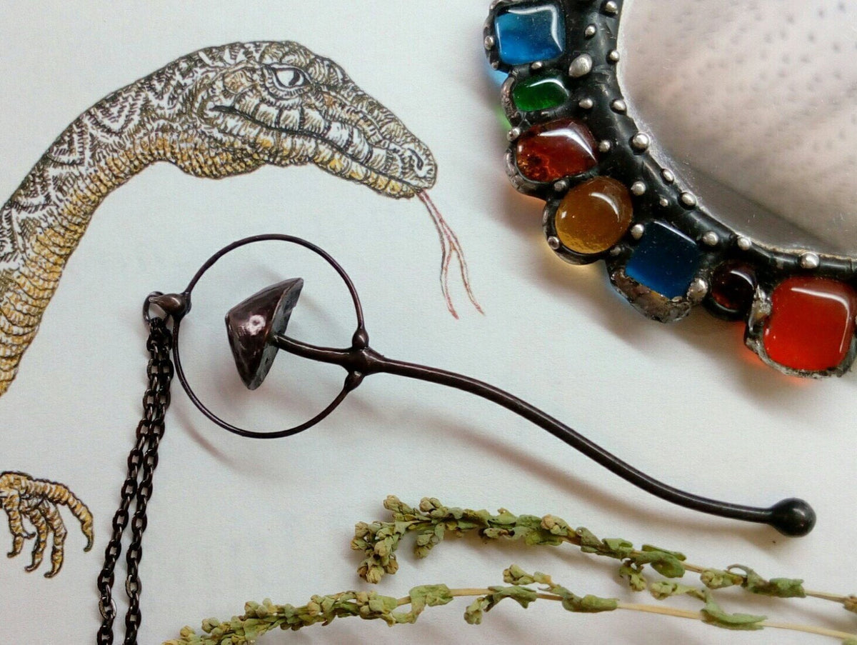 Single Mushroom Pendant Necklace – Blackened Copper