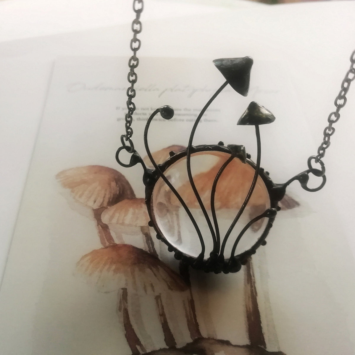 Mushroom Magnifier Necklace – Blackened Copper