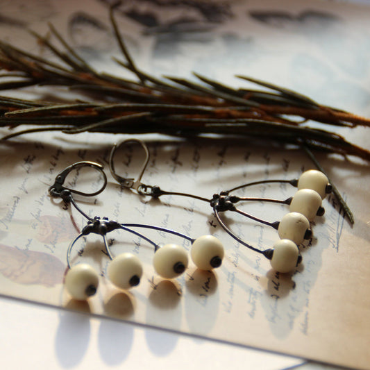Bone Bead Branch Earrings – Blackened Copper