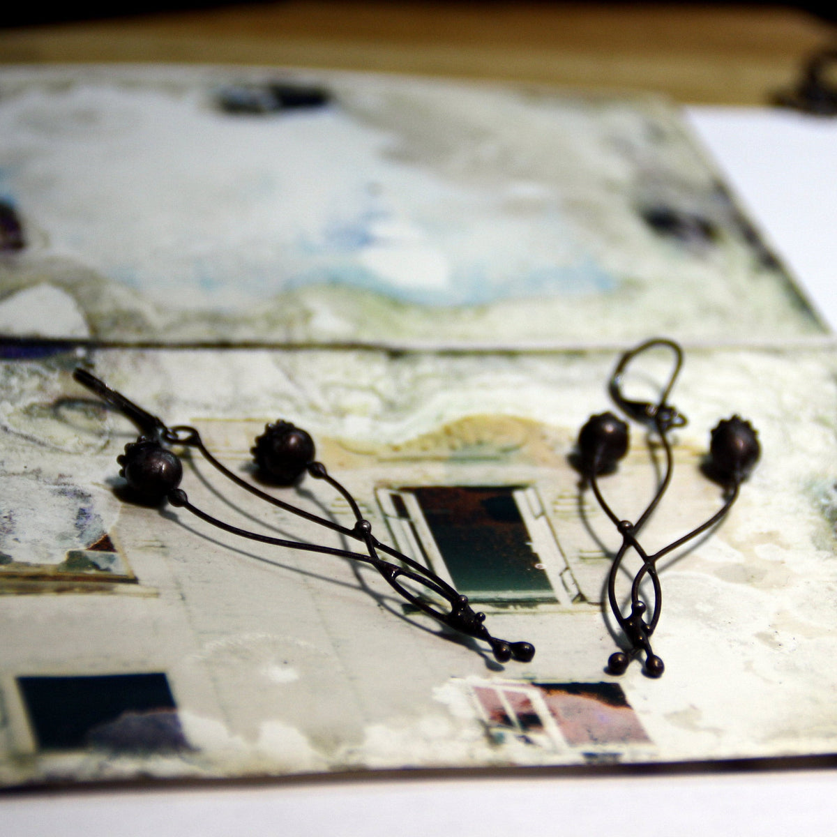 Black Poppy Seed Pod Earrings – Blackened Copper