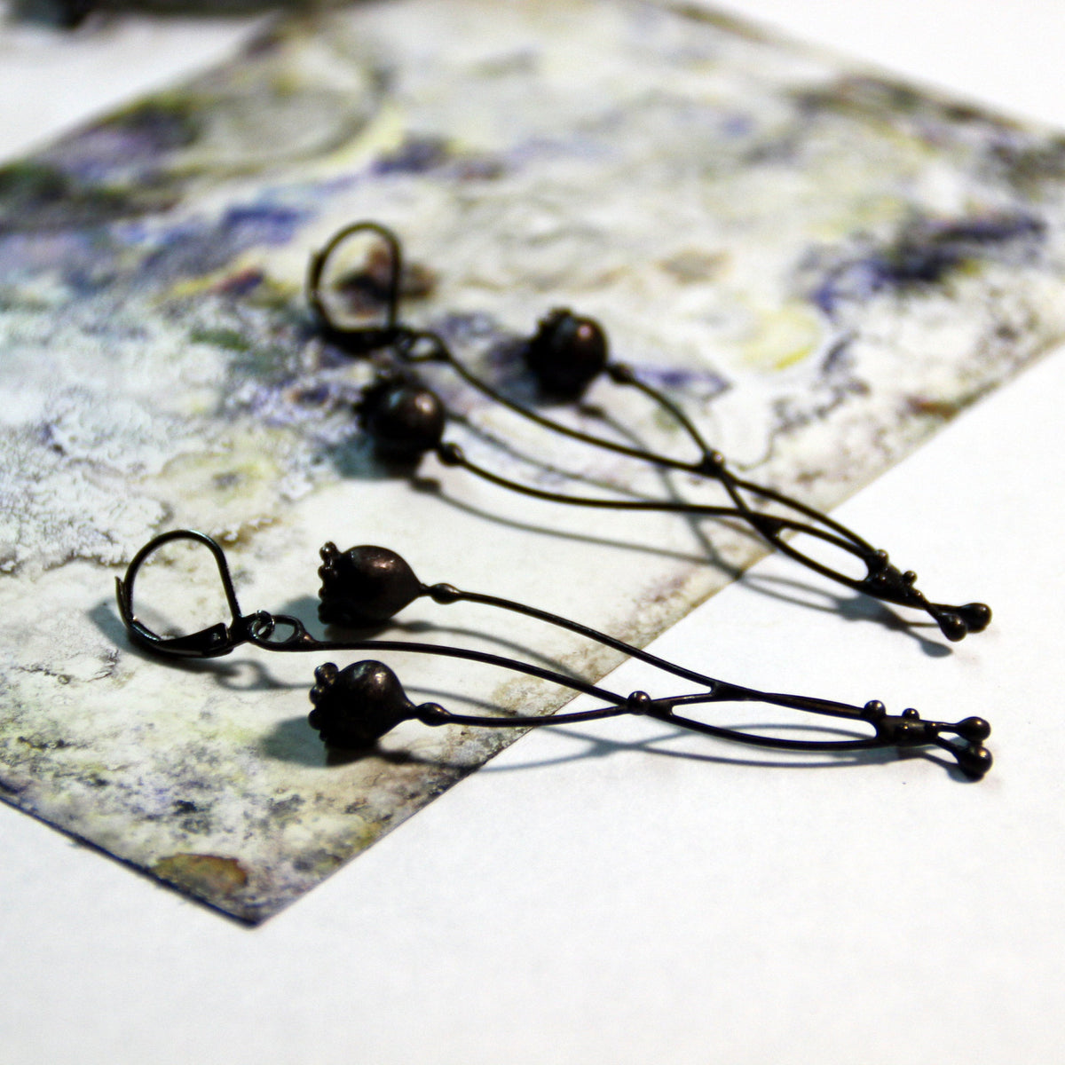 Black Poppy Seed Pod Earrings – Blackened Copper