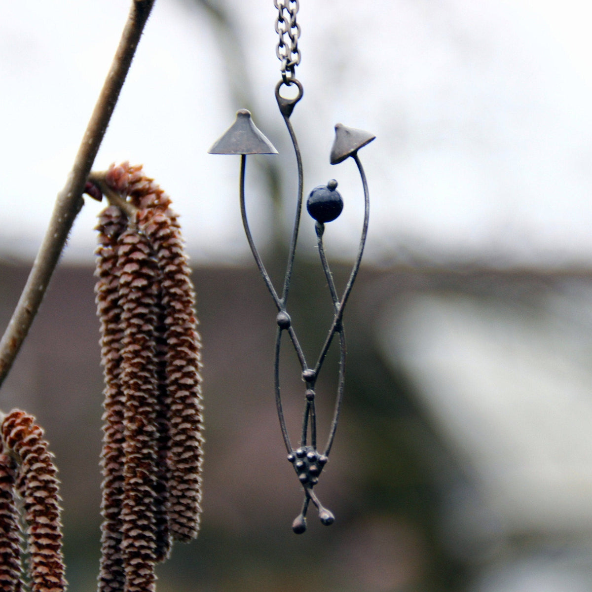 Blue Aventurine Mushroom Necklace – Blackened Copper