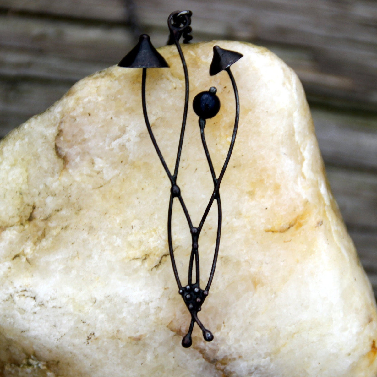 Blue Aventurine Mushroom Necklace – Blackened Copper