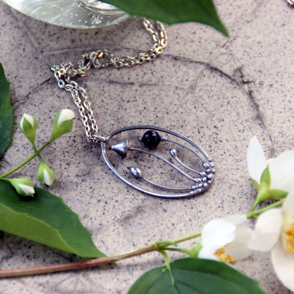 Blue Aventurine Mushroom Necklace – Silver Tone