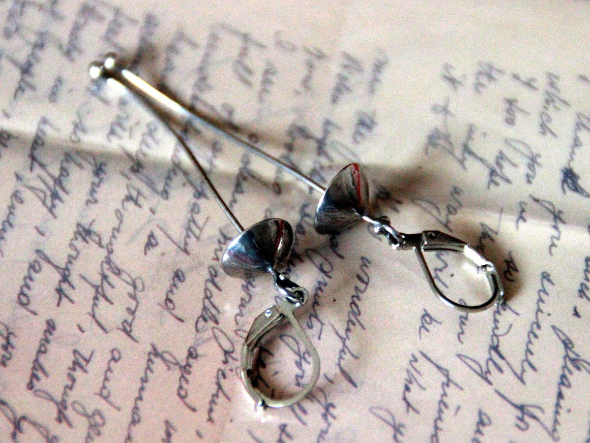 Silver Tone Mushroom Dangle Earrings – Copper & Pewter Forest