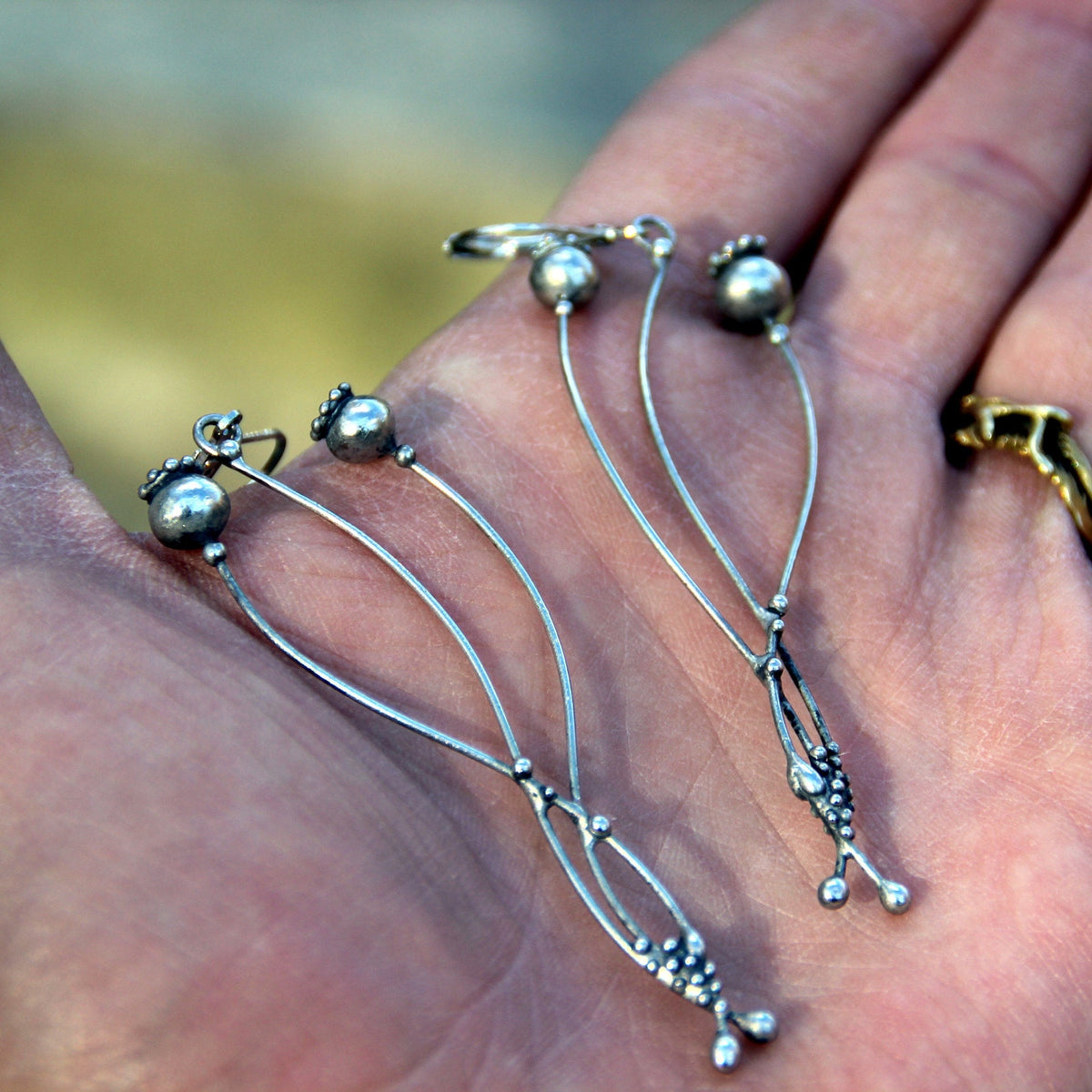Silver Tone Poppy Seed Pod Earrings