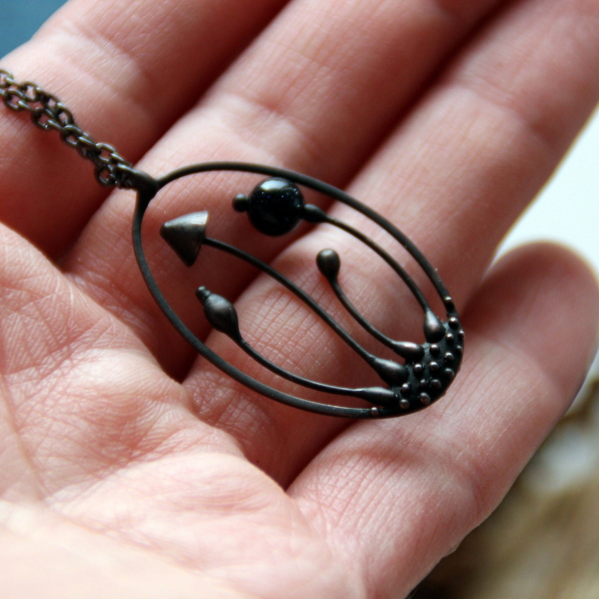 Black Mushroom Necklace – Blackened Copper