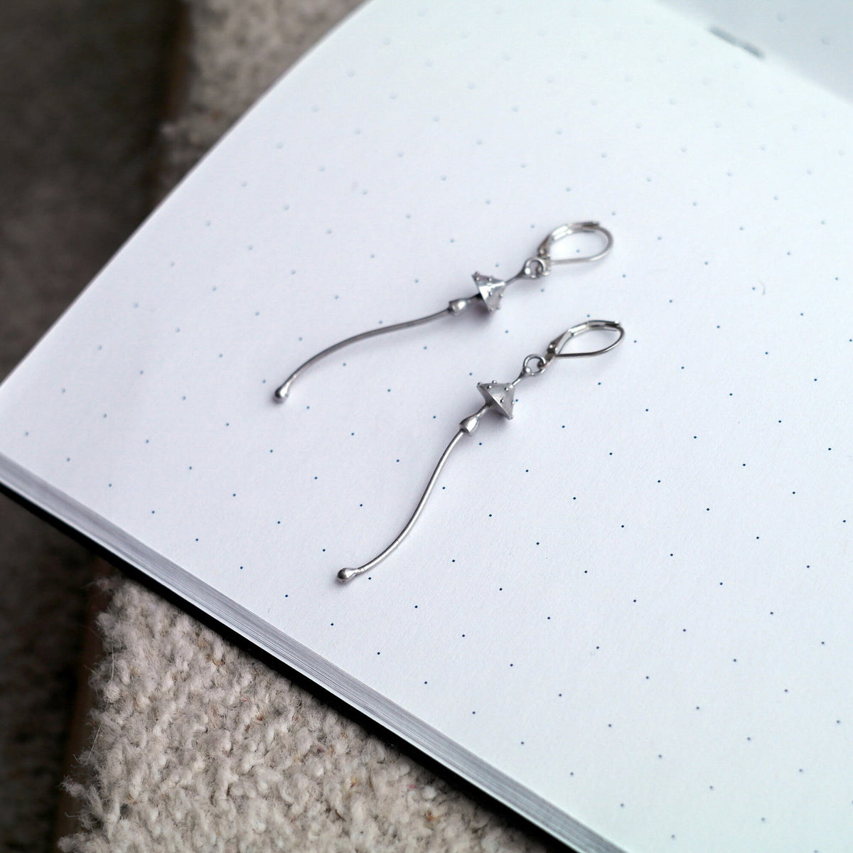 Silver Amanita Mushroom Earrings – Long Copper & Pewter Forest Dangles – Witchy Botanical