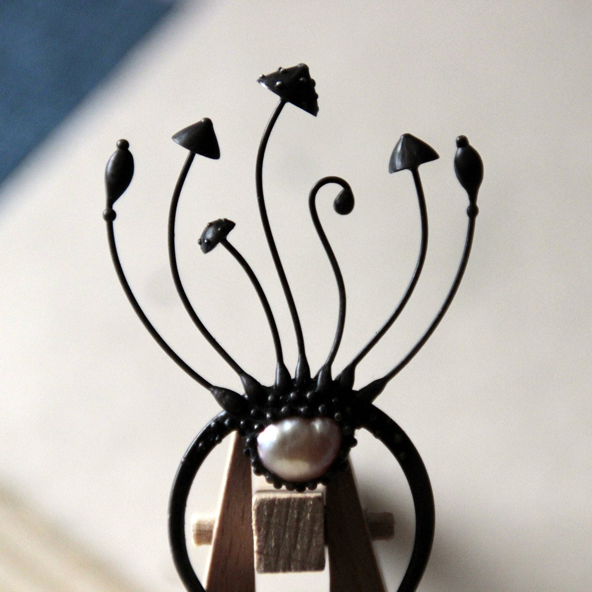 Pearl Amanita Mushroom Hair Pin – Blackened Copper