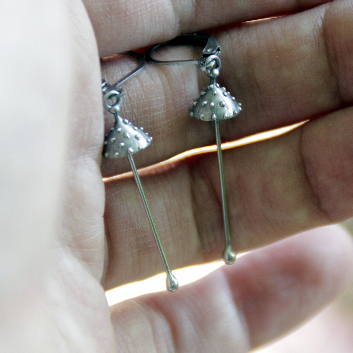 Silver Handcrafted Amanita Mushroom Earrings