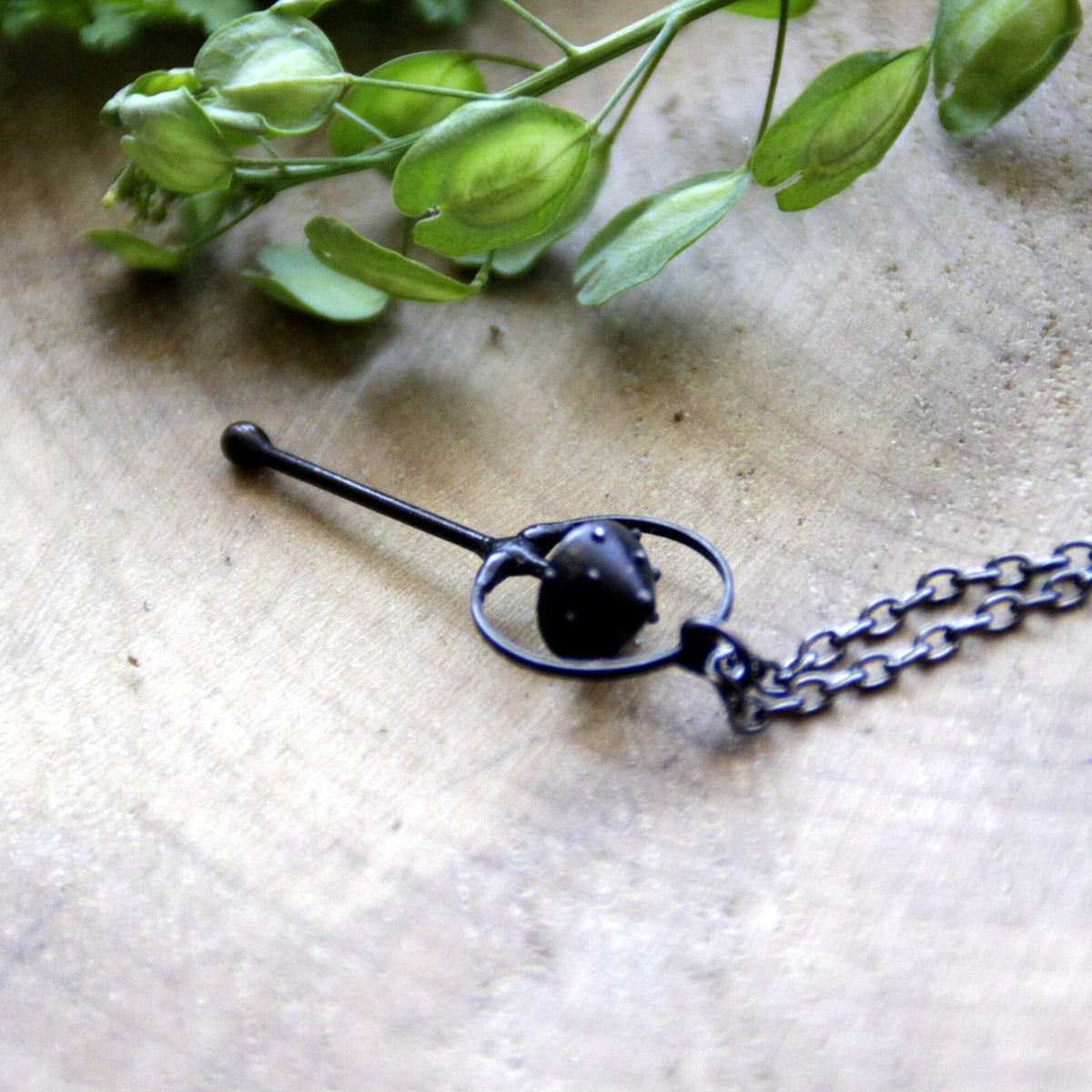 Black Amanita Mushroom Necklace – Copper & Pewter