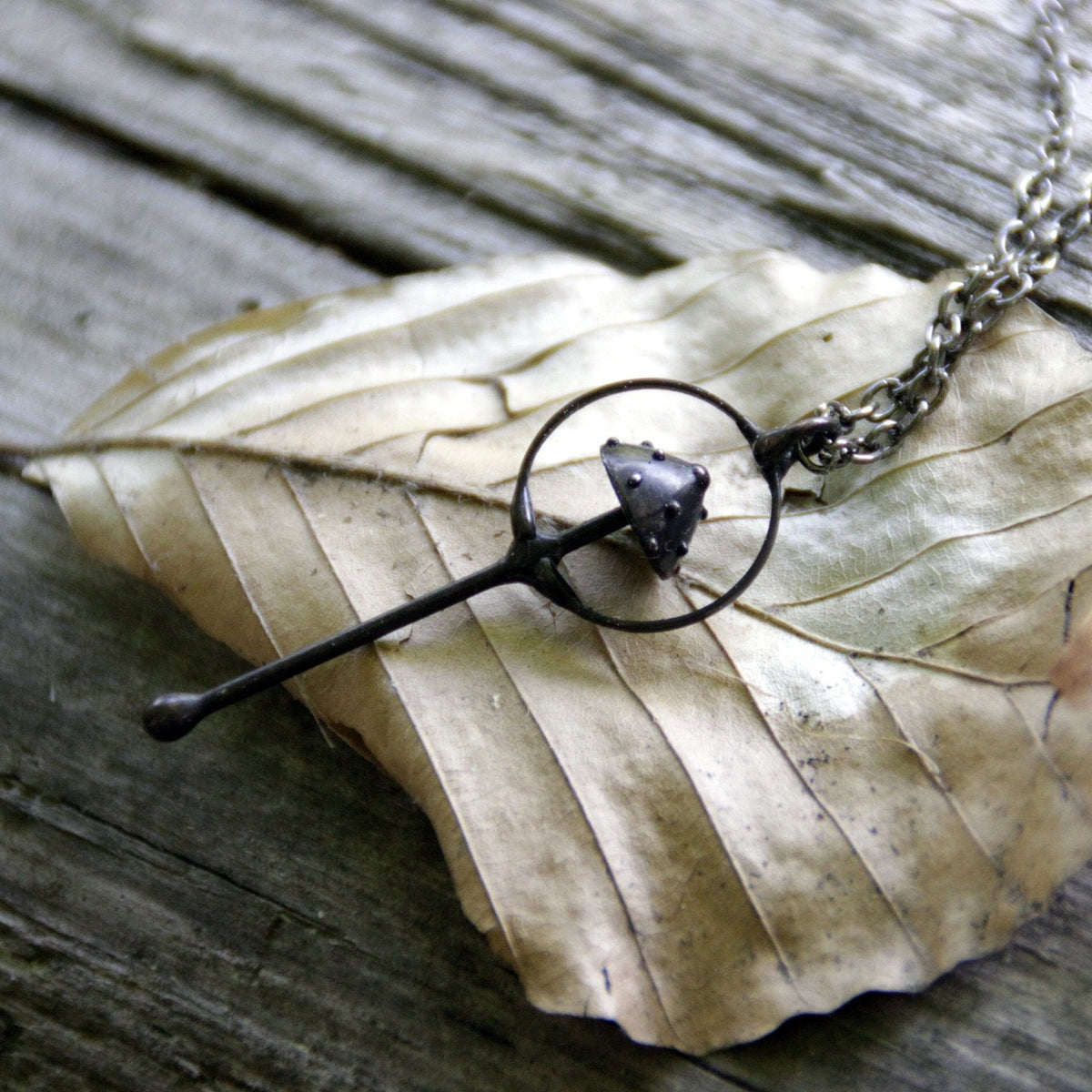 Black Amanita Mushroom Necklace – Copper & Pewter