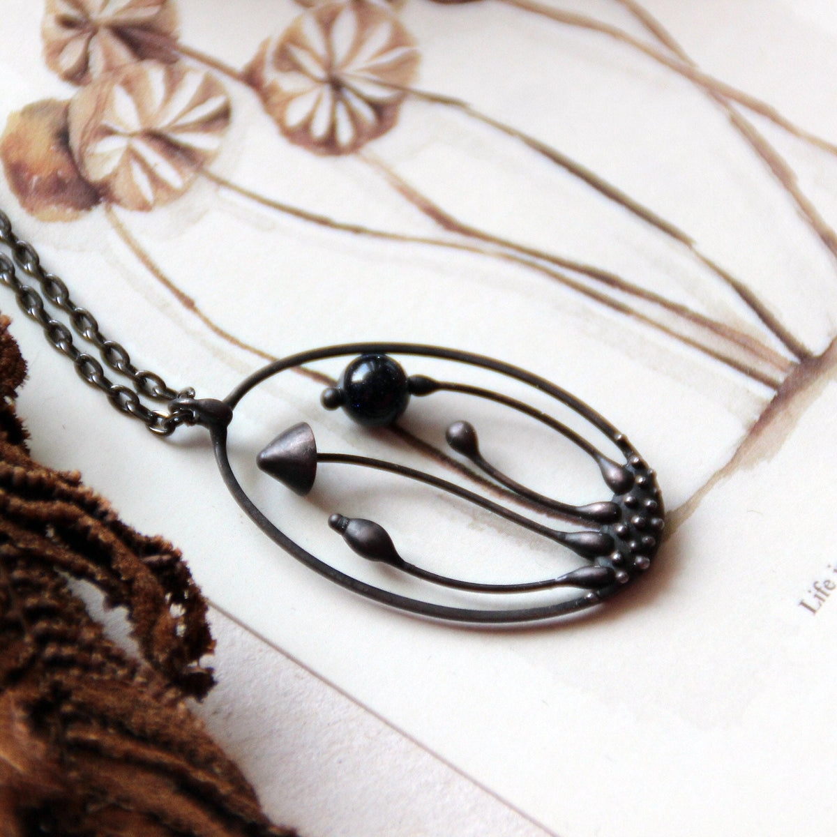 Black Mushroom Necklace – Blackened Copper