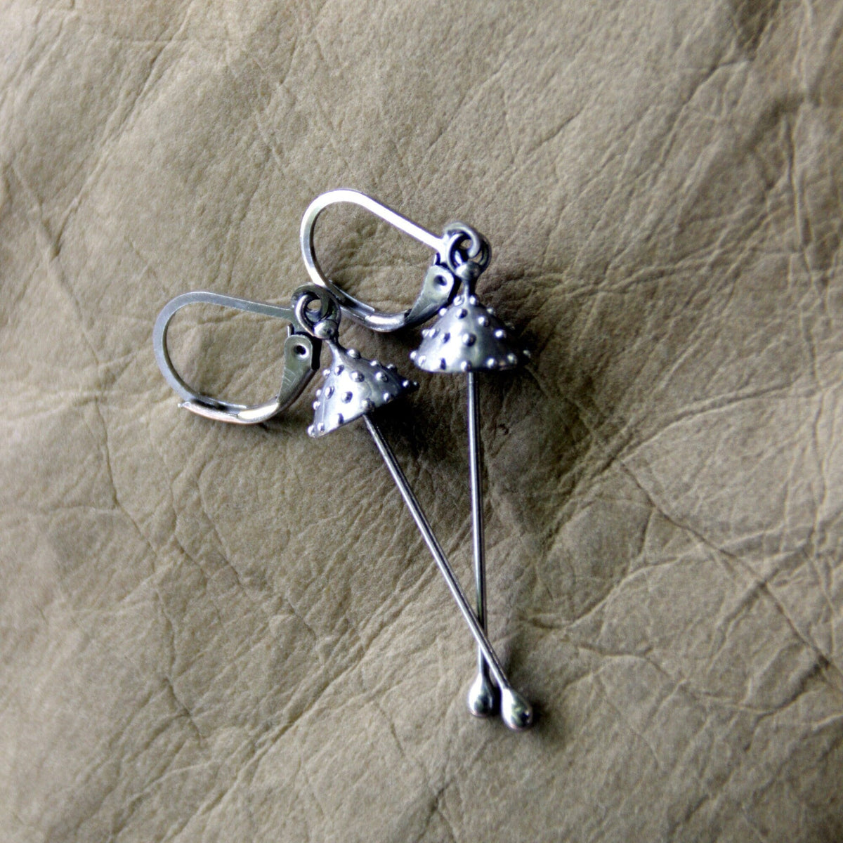 Silver Handcrafted Amanita Mushroom Earrings