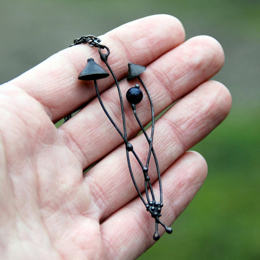 Blue Aventurine Mushroom Necklace – Blackened Copper