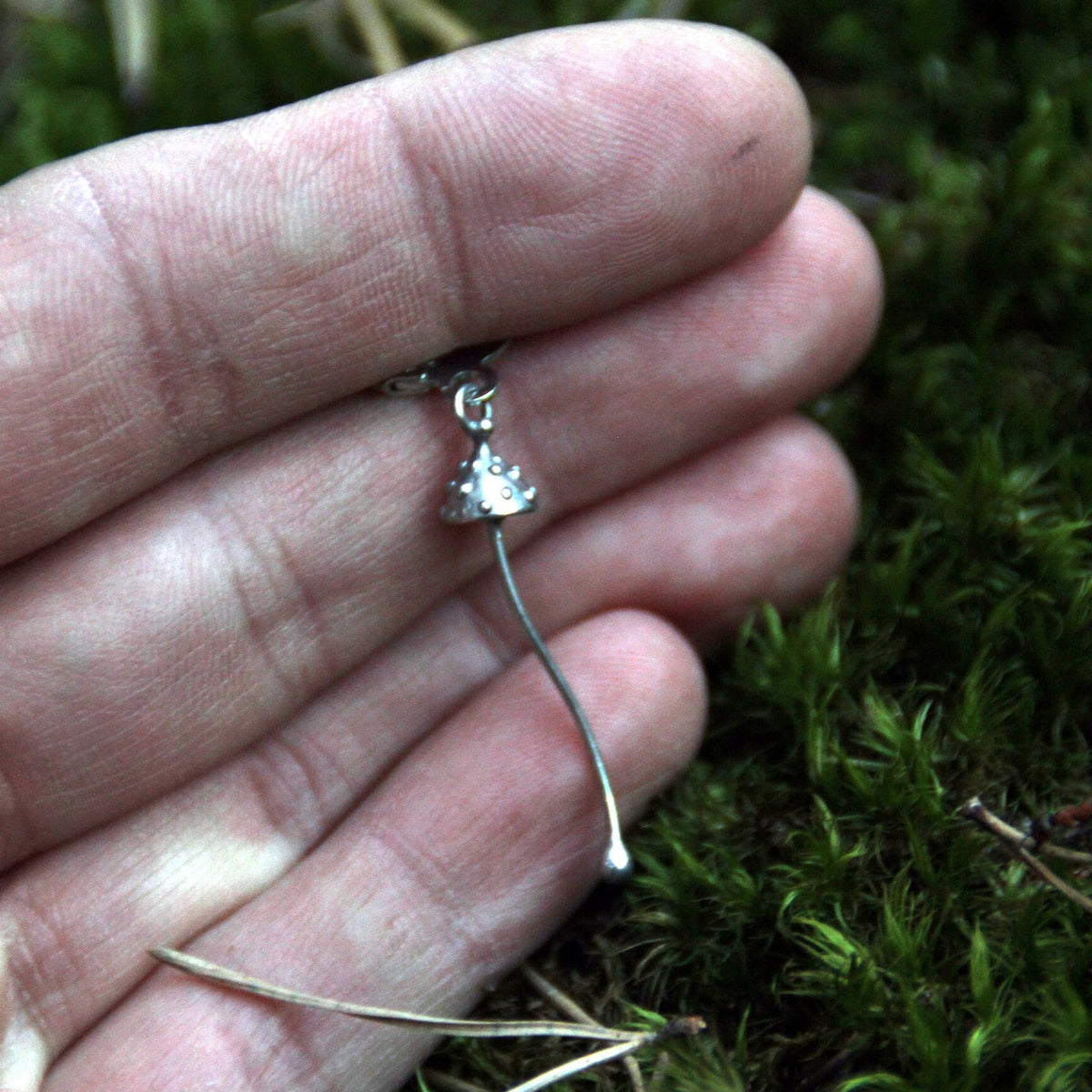 Silver Amanita Mushroom Single Earring – Copper & Pewter