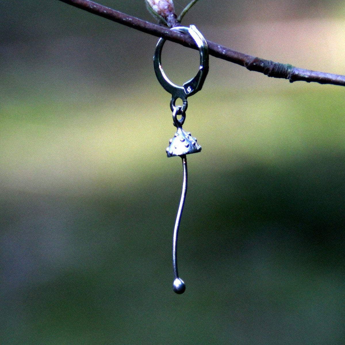 Silver Amanita Mushroom Single Earring – Copper & Pewter