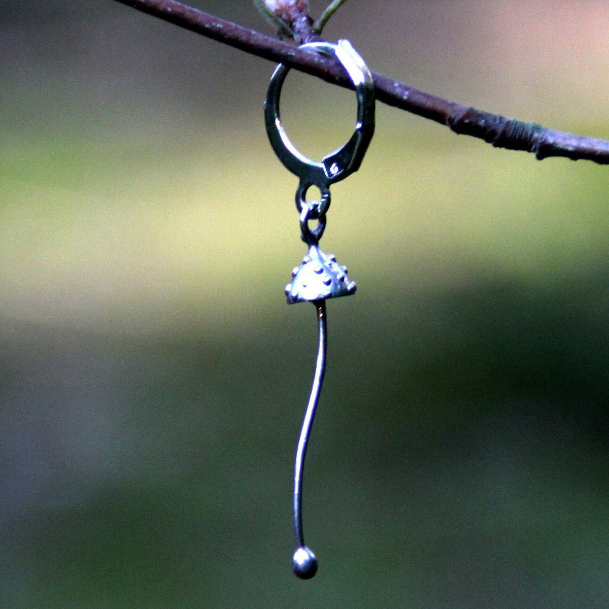 Silver Amanita Mushroom Single Earring – Copper & Pewter