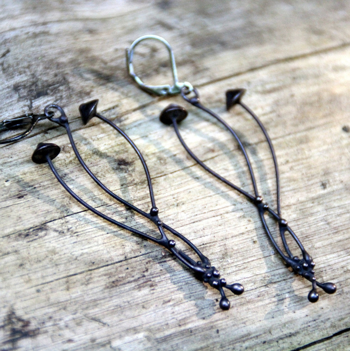 Black Psilocybe Mushroom Earrings – Copper & Pewter