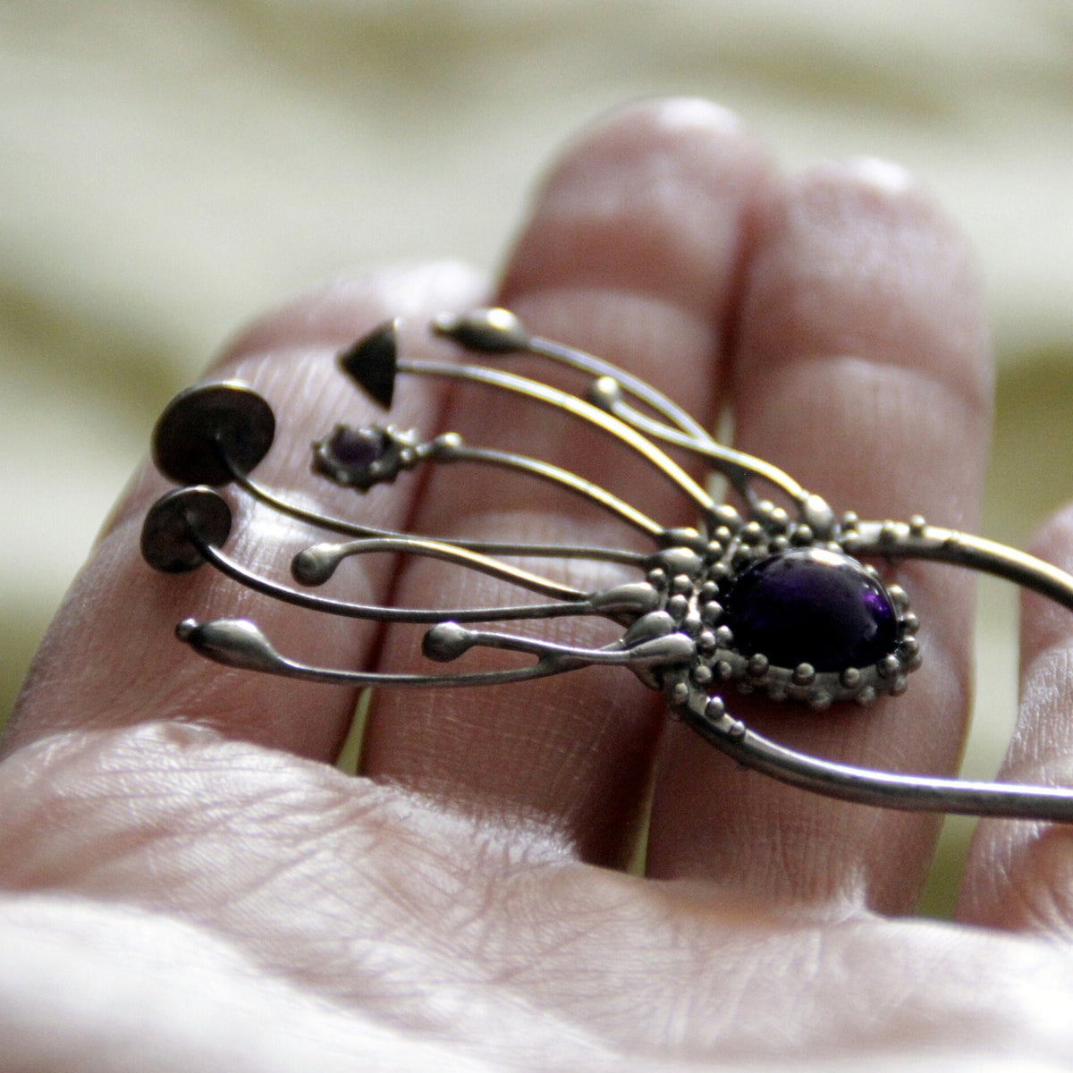 Amethyst Mushroom Hair Pin – Silver Tone