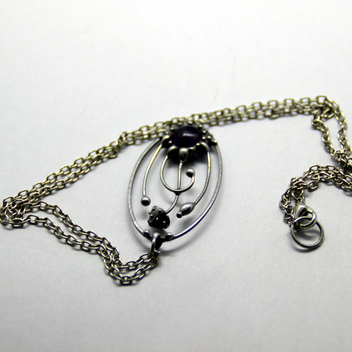 Amethyst Amanita Mushroom Necklace – Silver Tone