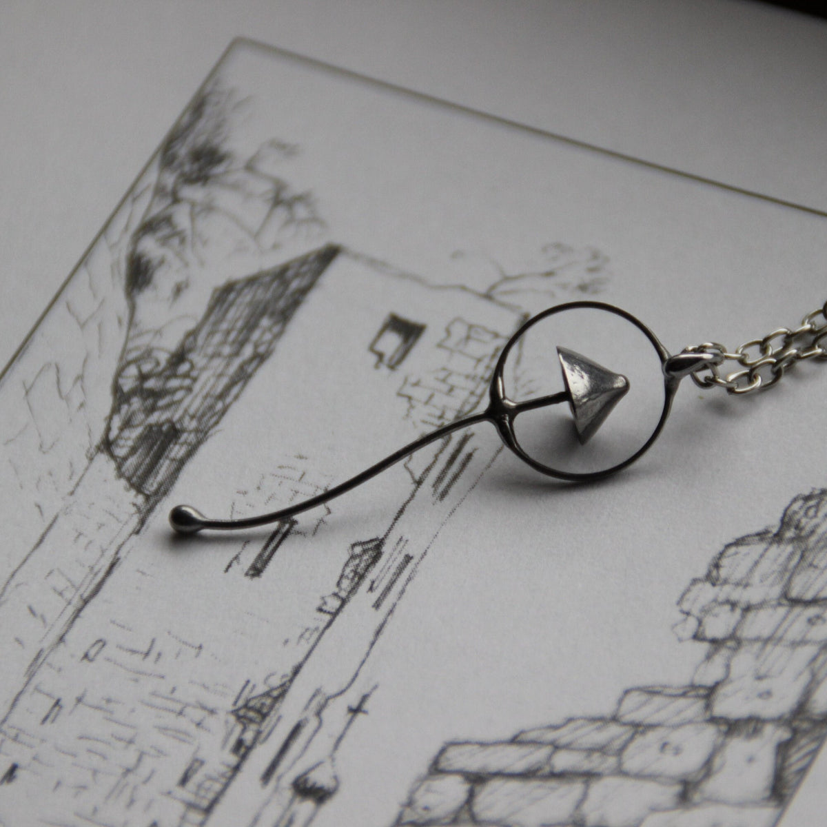 Silver Tone Mushroom Pendant Necklace – Copper & Pewter Minimal Forest